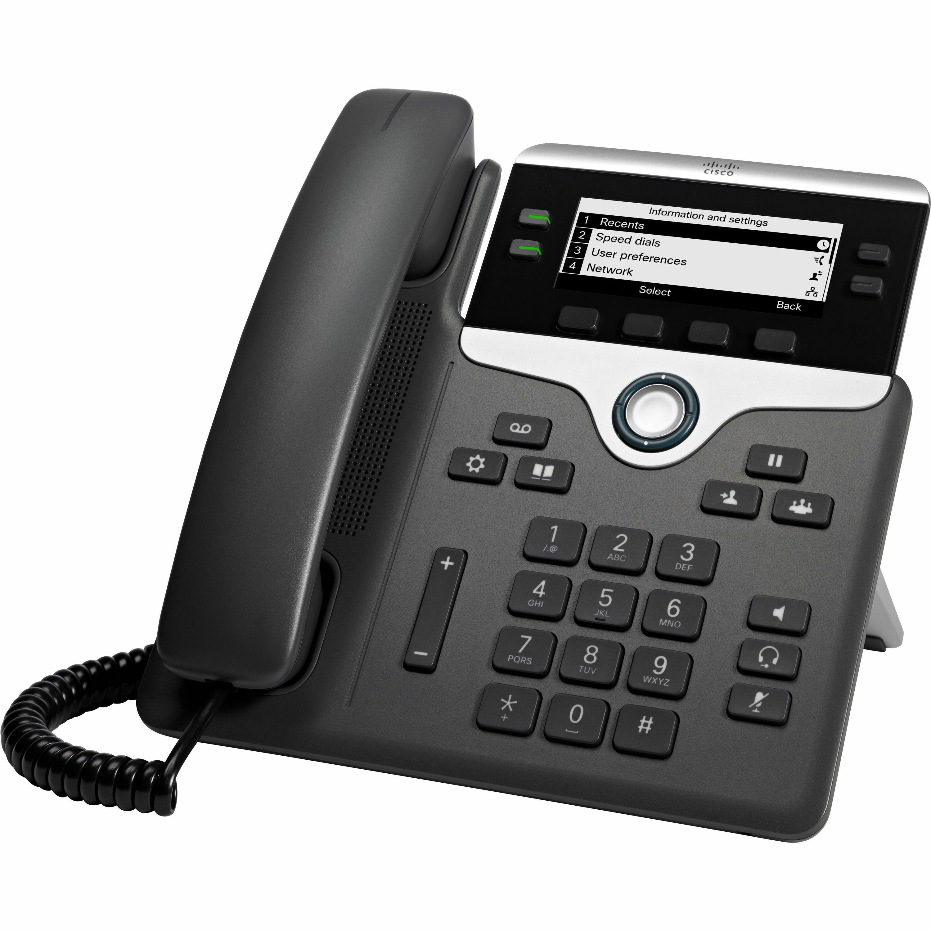 Cisco 7841 IP Phone - Corded - Corded - Tabletop, Wall Mountable - Black - TAA Compliant