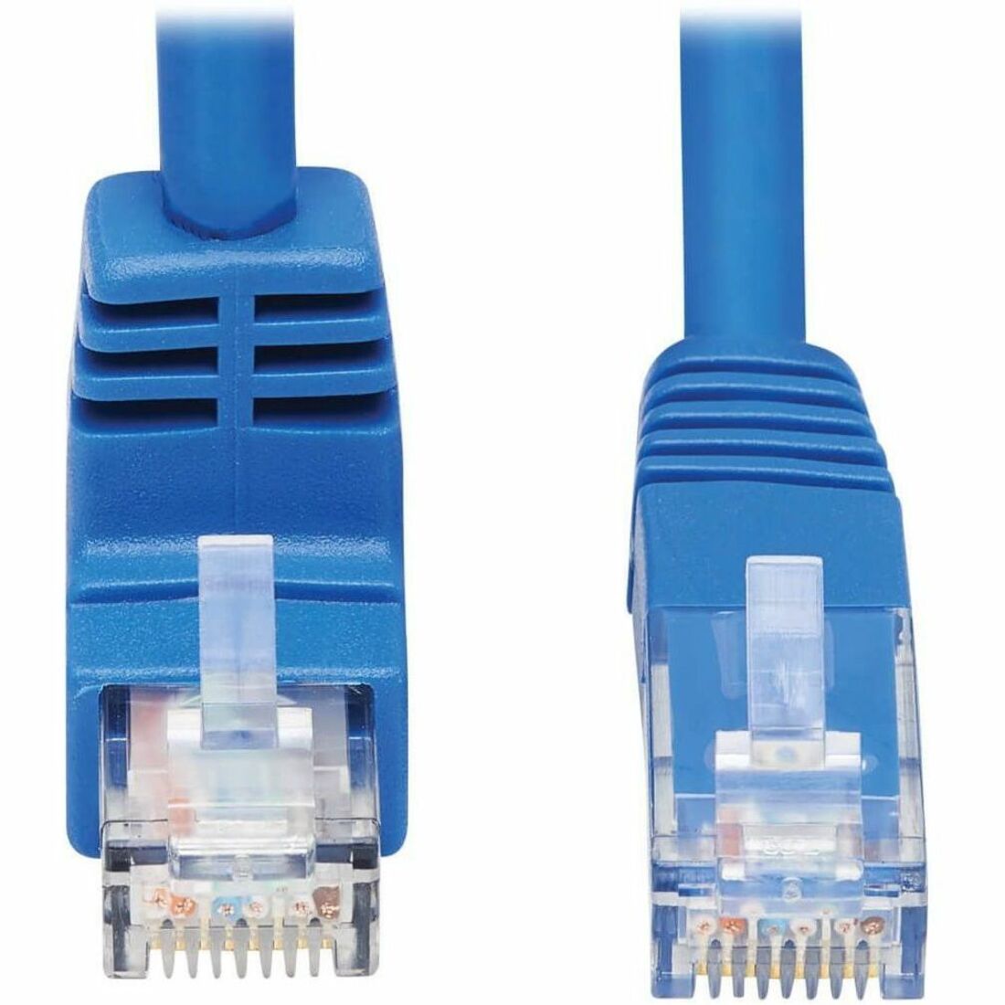 Eaton Tripp Lite Series Down-Angle Cat6 Gigabit Molded UTP Ethernet Cable (RJ45 Right-Angle Down M to RJ45 M), Blue, 15 ft. (4.57 m)