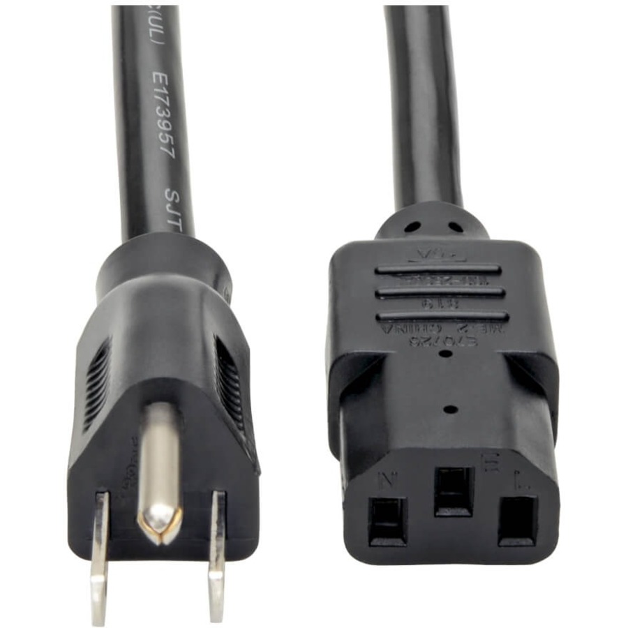 Tripp Lite by Eaton Computer Power Cord NEMA 5-15P to C13 - Heavy-Duty 15A 125V 14 AWG 6 ft. (1.83 m) Black
