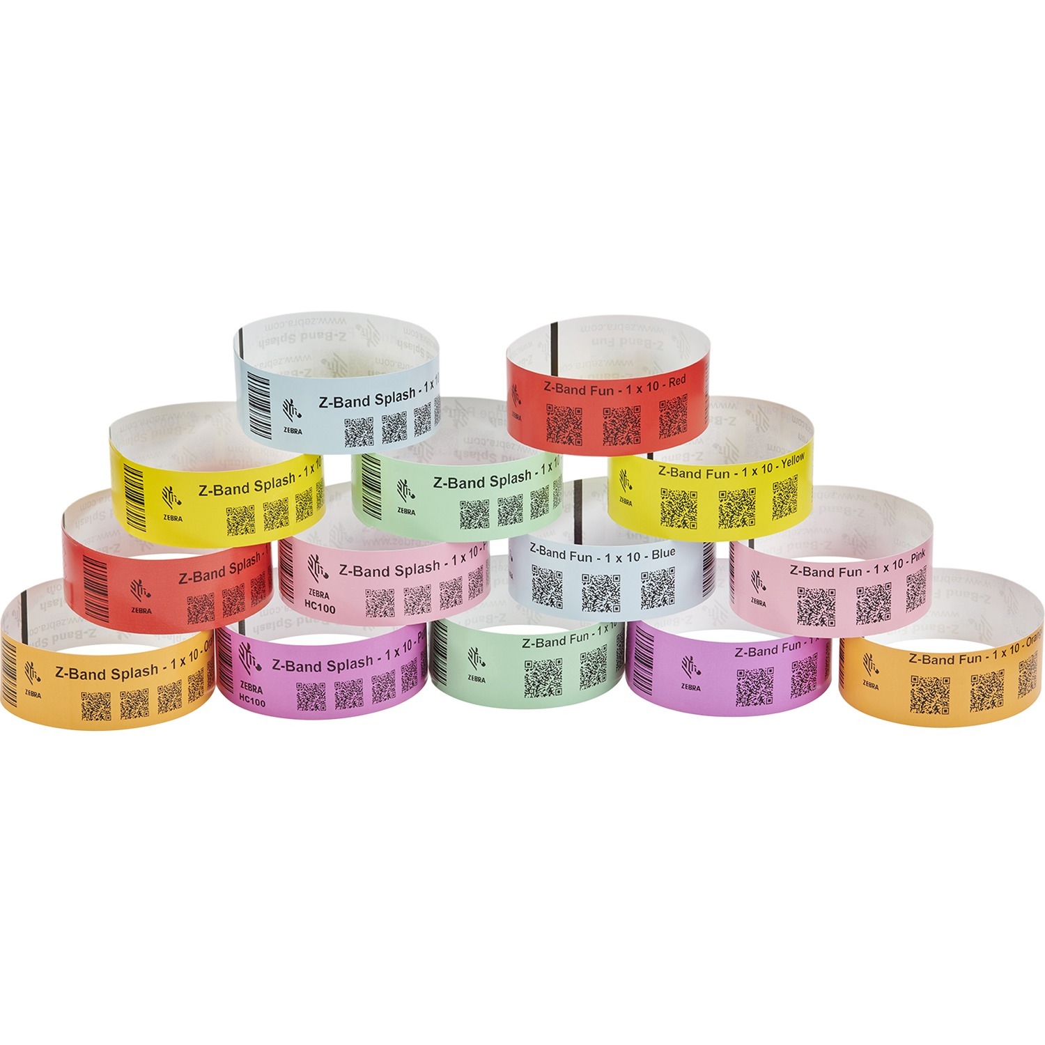 Zebra Wristband Polypropylene 1 x 10in Direct Thermal Zebra Z-Band Fun Green 1 in core