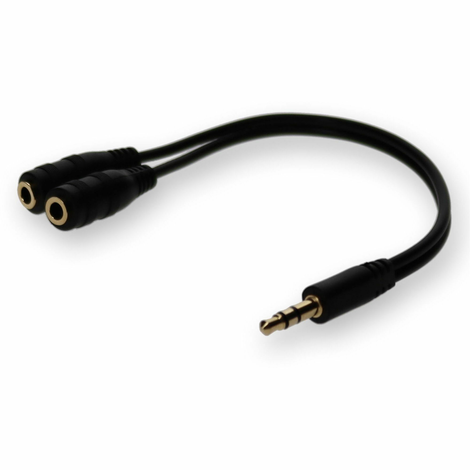 AddOn 5-Pack of 3.5mm Audio Input Male to 2x3.5mm Audio Output Female Black Adapters