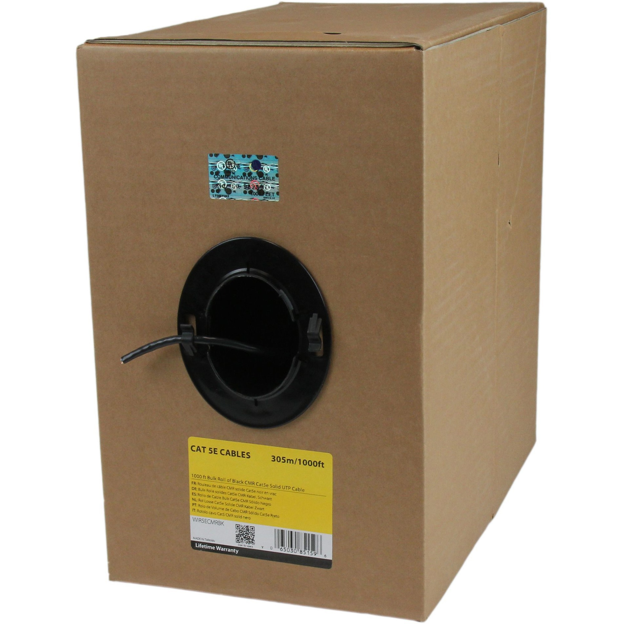 StarTech.com Bulk Cat 5e Ethernet Cable - 1000 ft. (304,8m) - Solid - CMR-Rated - Black - TAA Compliant