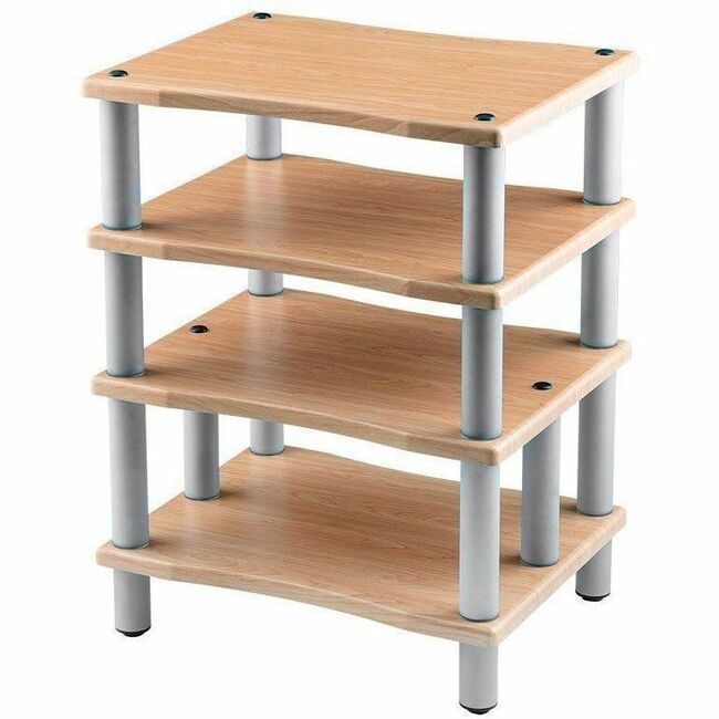 Monoprice Heavy Duty 4 Tier Audio Stand XL, 1" Shelf Thickness, Maple