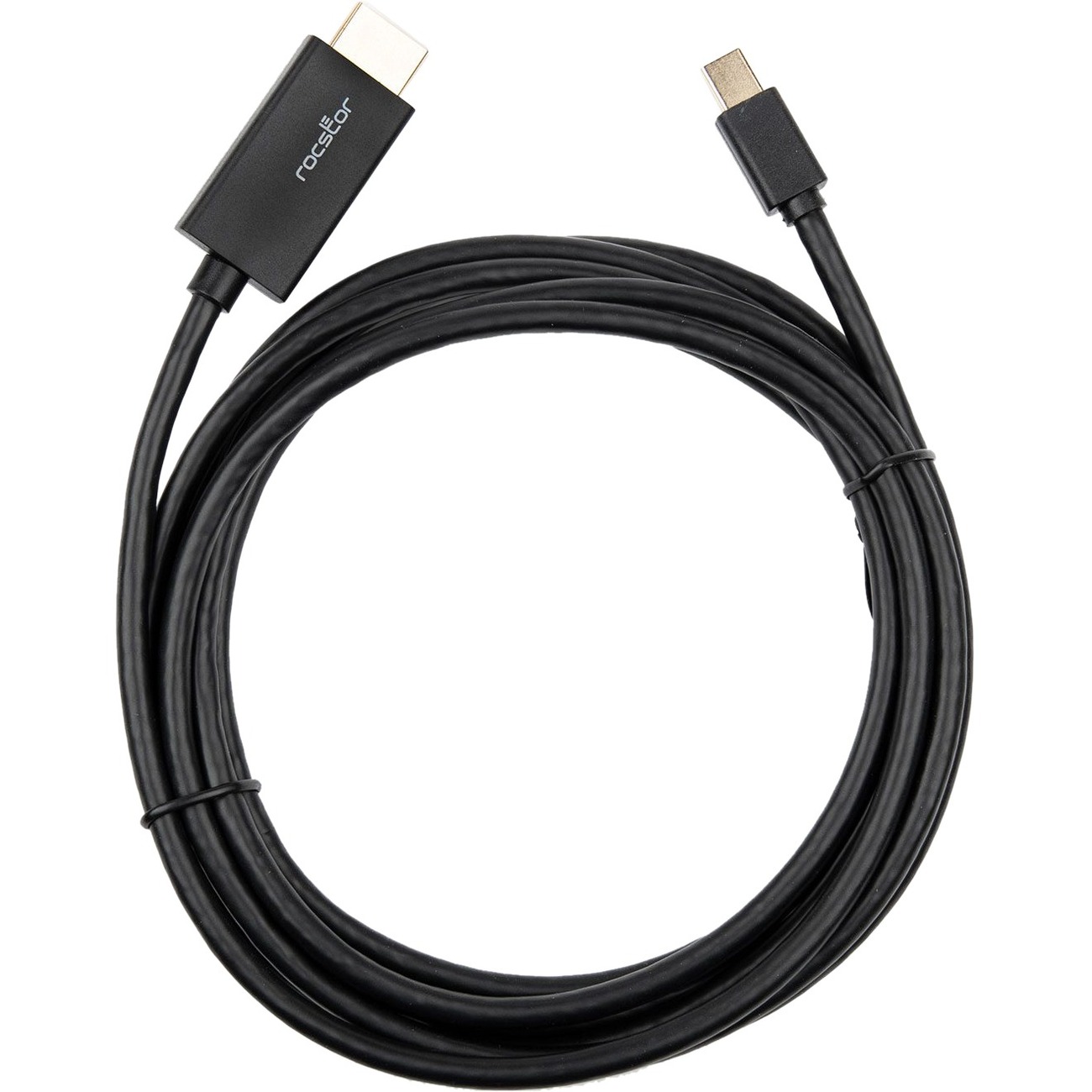 Rocstor Premium Mini DisplayPort to HDMI cable - 10 ft (3m) - 4K/2K - DisplayPort to HDMI Cable - For MacBook, Macbook Pro, Macbook Air, Mac Mini, Ultrabook, Projector, Desktop Computer - 10 ft - 1 Pack - 1 x Mini DisplayPort Male - 1 x HDMI Male - Gold Plated Connectors - 4Kx2K@30Hz - Black CABLE MDP TO HDMI CABLE- 4K