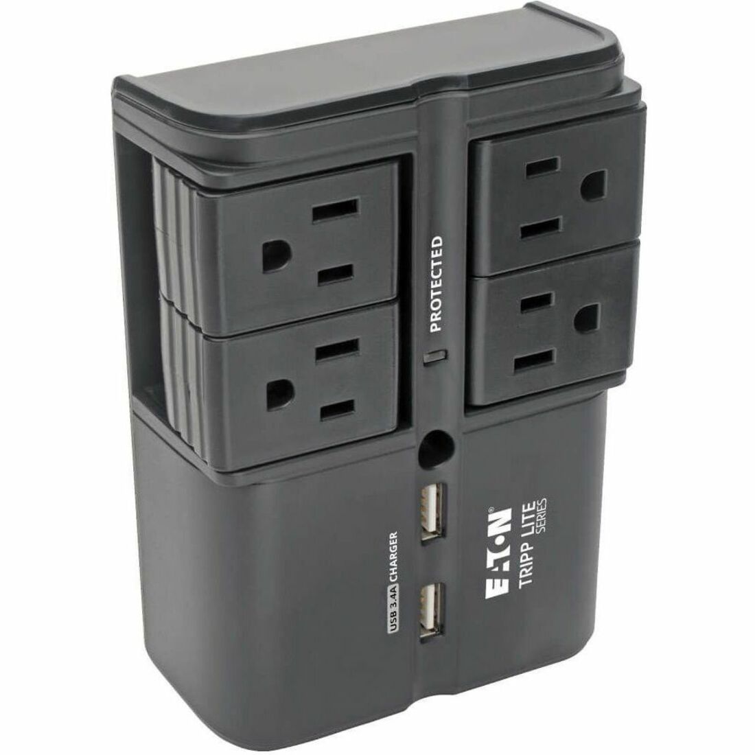 Tripp Lite by Eaton Protect It! Surge Protector with 4 Rotatable Outlets Direct Plug-In 1080 Joules 3.4A USB Charger