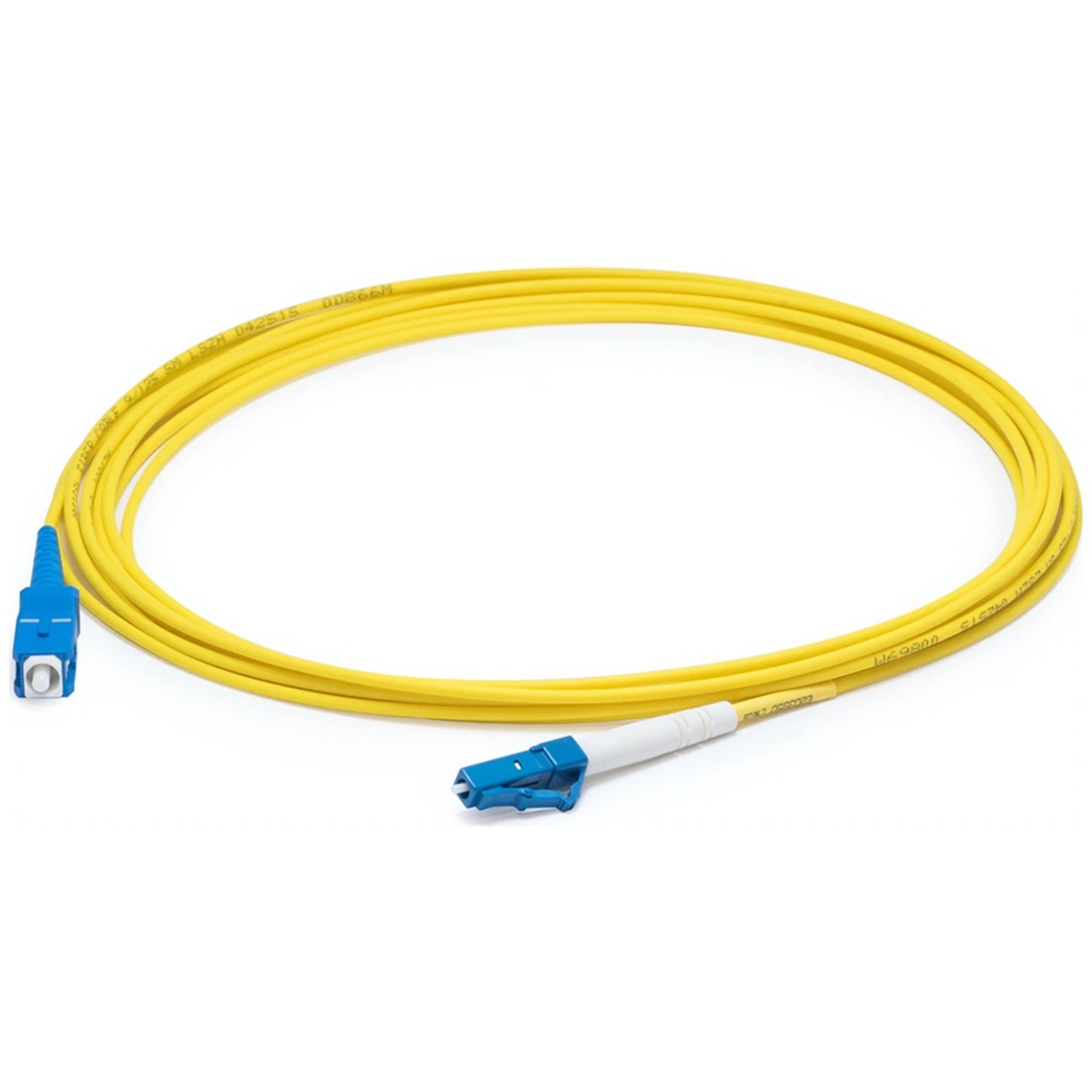 AddOn 92m SC to LC Yellow OS2 Simplex OFNP (Plenum-Rated) SMF Fiber Patch Cable