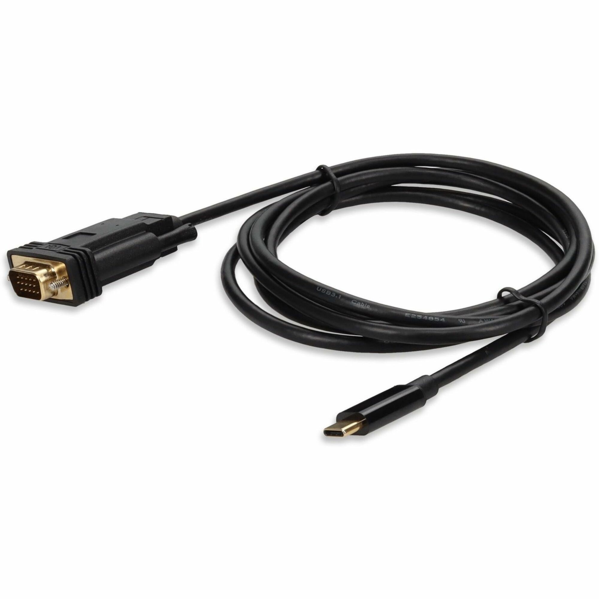 AddOn 2m USB C 3.1 Male to VGA Male Black Cable