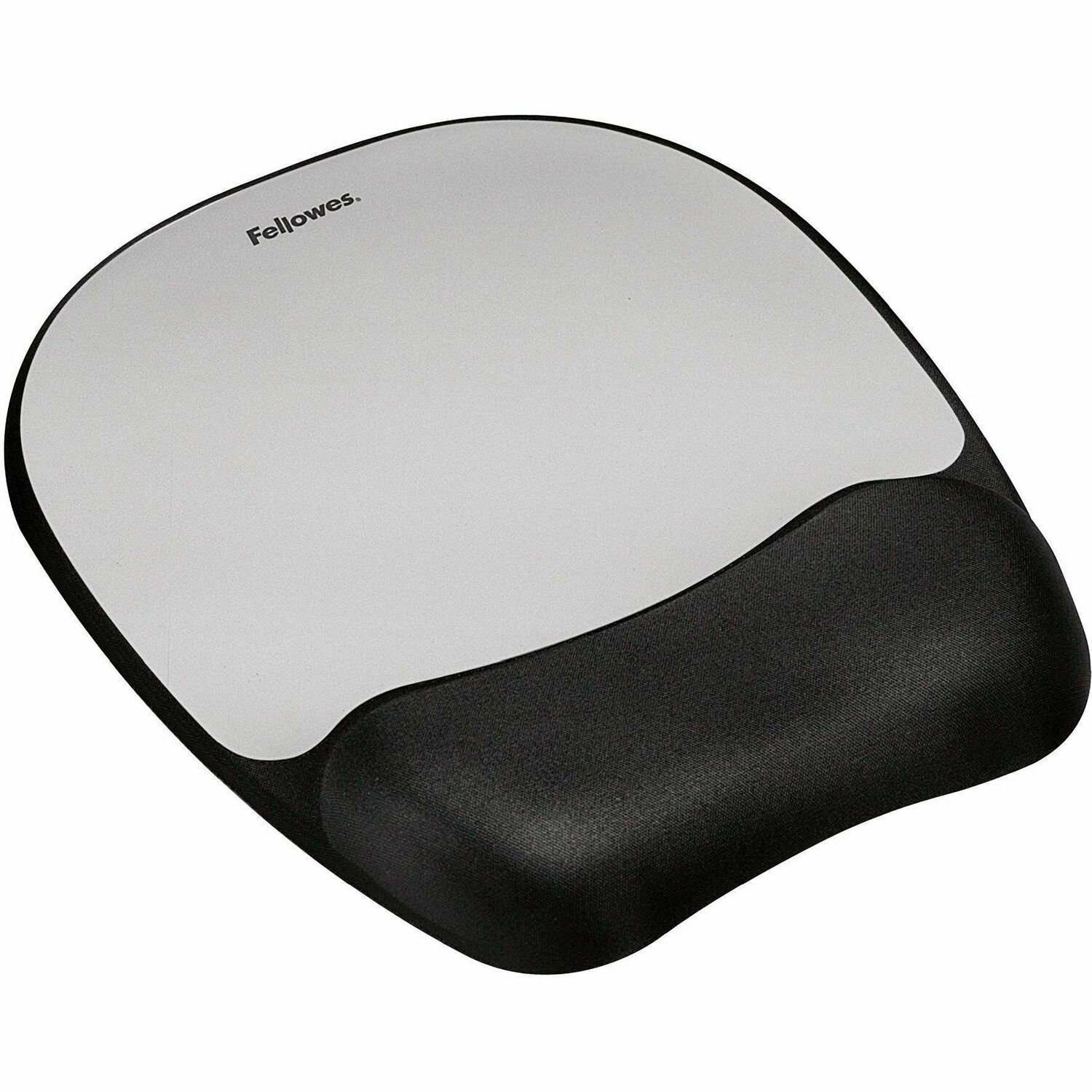 Fellowes&reg; Memory Foam Mouse Pad Wrist Rest - Black/Silver (9175801)