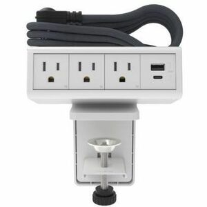 Wiremold DPC Dash 4-Cube Desktop Power Center - Three 15A Outlets - One Combo 15W USB A/C - White