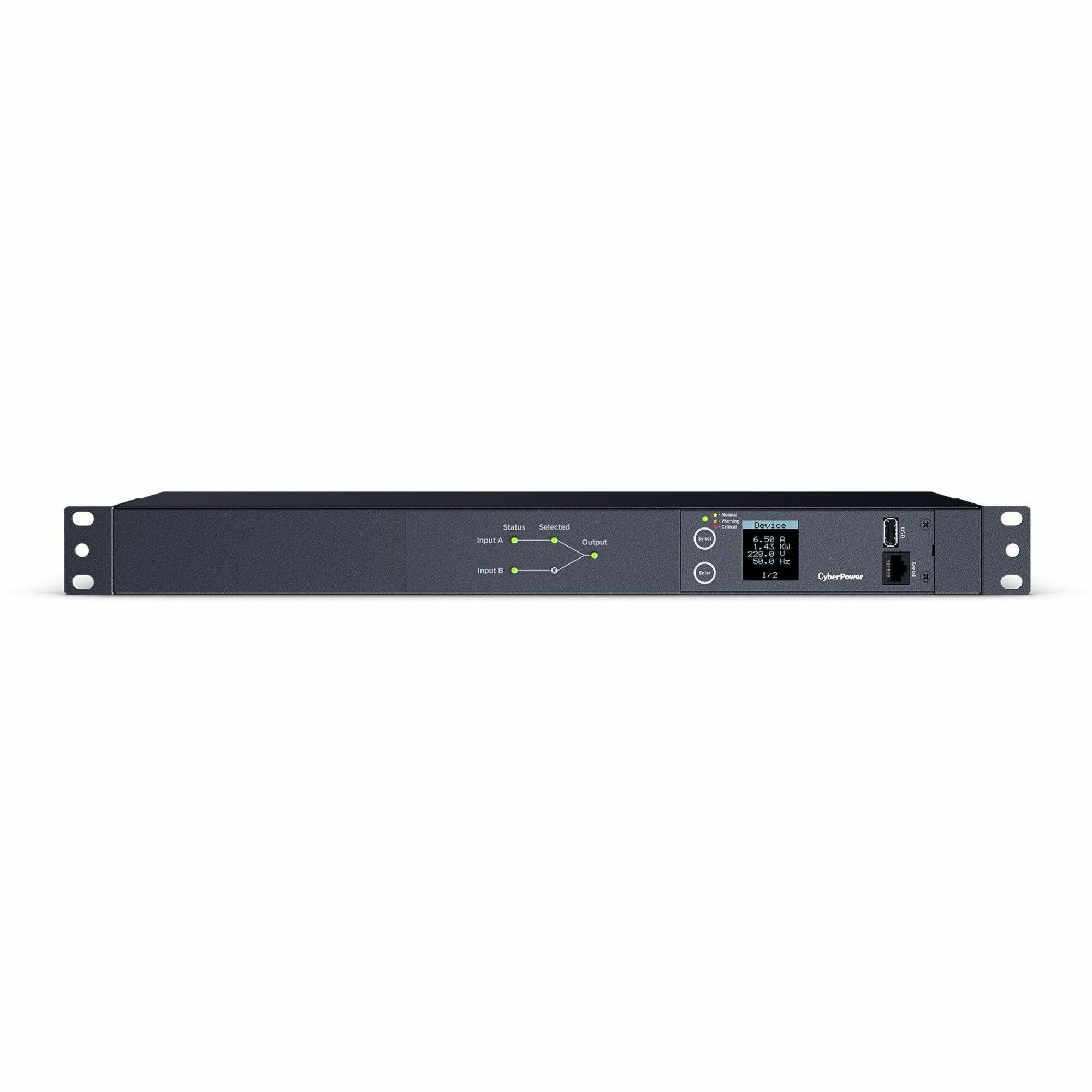 CyberPower PDU24004 Single Phase 200 - 240 VAC 15A Metered ATS PDU