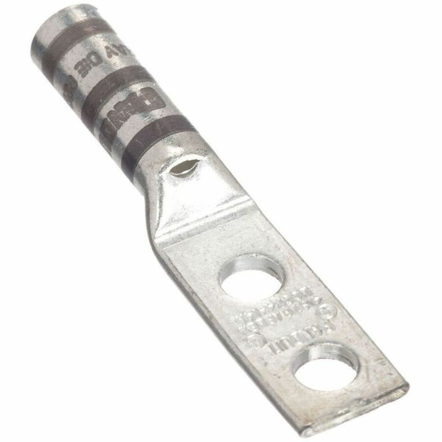 Panduit Comp Lug,Tin Plated Copper, 4 AWG, Flex, Two 1/2 inch Stud, PK6