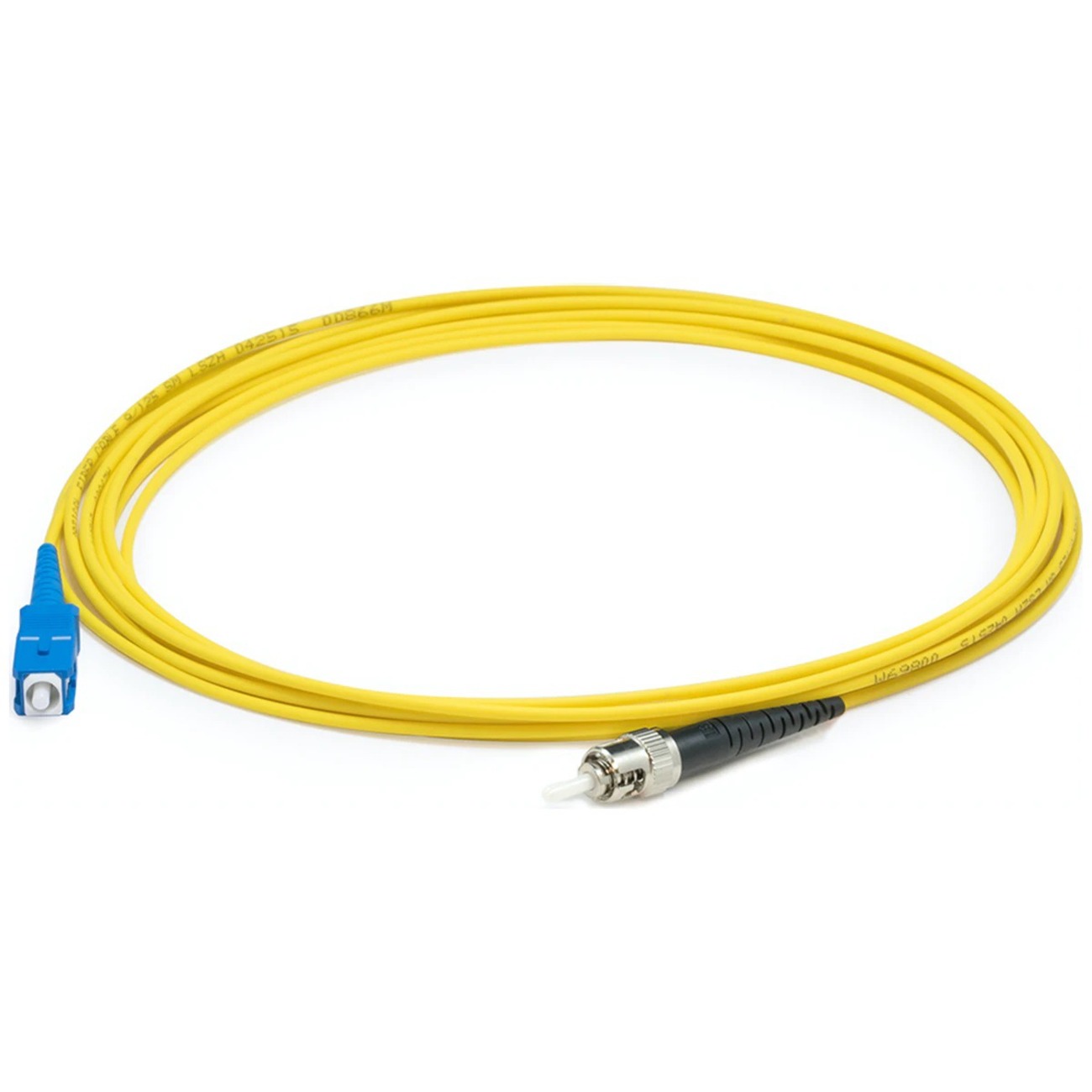 AddOn 19m ST to SC Yellow OS2 Simplex OFNP (Plenum-Rated) SMF Fiber Patch Cable