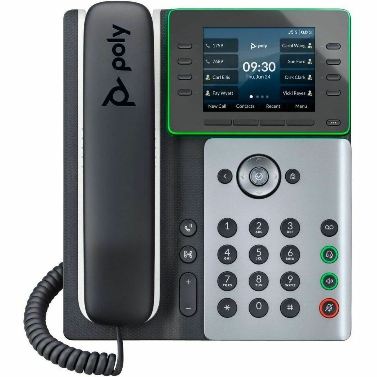 Poly Edge E500 IP Phone - Corded - Corded - 3 Multiple Conferencing - Desktop, Wall Mountable - White, Midnight Blue - TAA Compliant