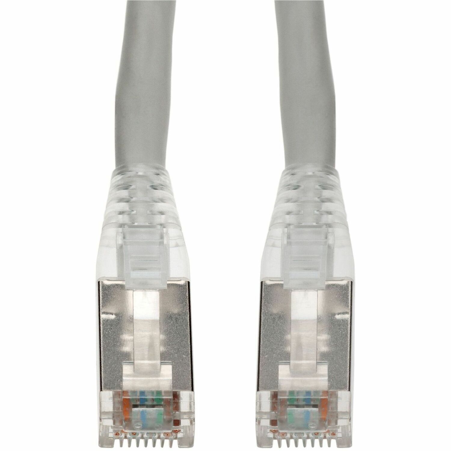 AddOn 6ft RJ-45 (male) to RJ-45 (male) gray Cat6 straight shielded twisted pair PVC TAA compliant copper patch cable with metal caged connectors
