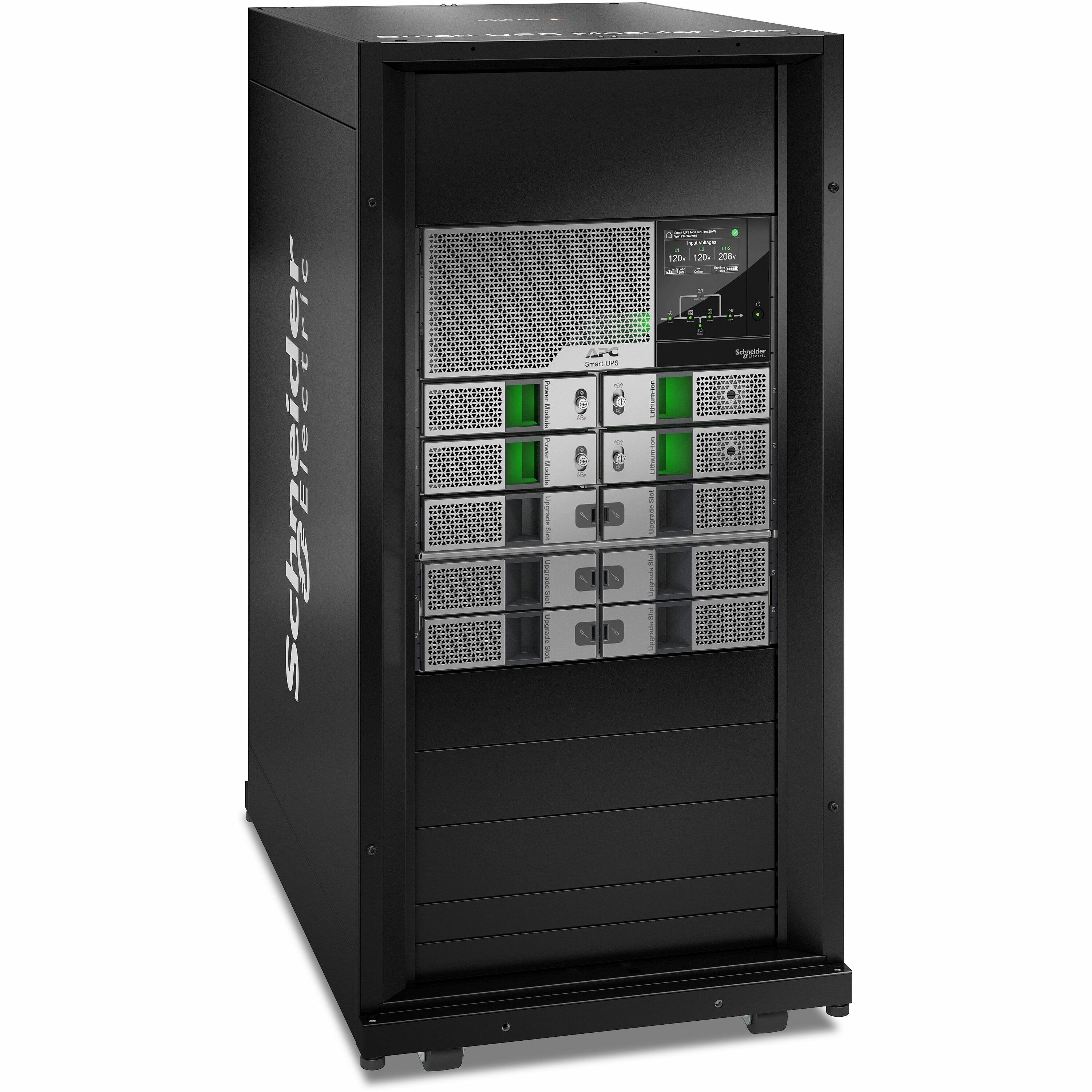 APC Smart-UPS Modular Ultra On-Line, 10kW scalable to 20kW N+1, Lithium-ion, Tower 24U, 208/240V, Network Management, W/ Battery chassis