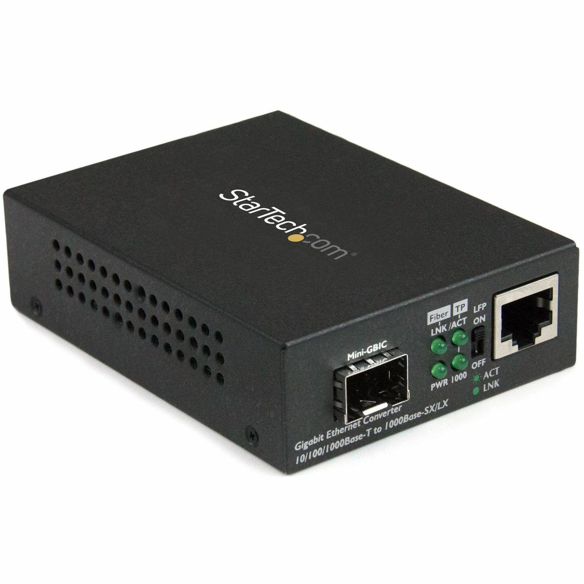StarTech Gigabit Ethernet Fiber Media Converter with Open SFP Slot, Supports 10/100/1000 Networks, TAA