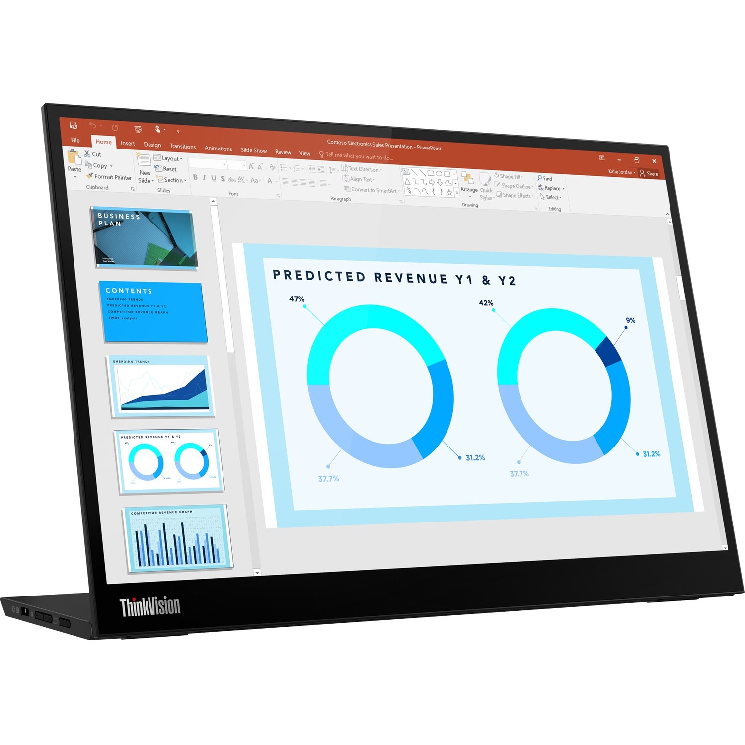 Lenovo ThinkVision M14d 14" Class LED Monitor - 16:10 - Raven Black