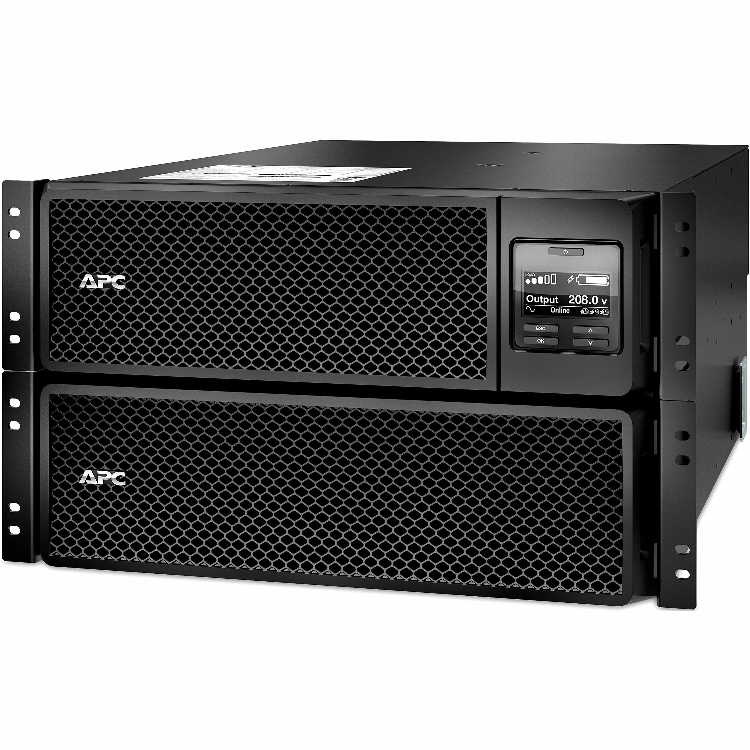 APC Smart-UPS On-Line, 10kVA/10kW, Rackmount 6U, 208V, 6x L6-30R NEMA outlets, Network Card+SmartSlot, Extended runtime, W/ rail kit