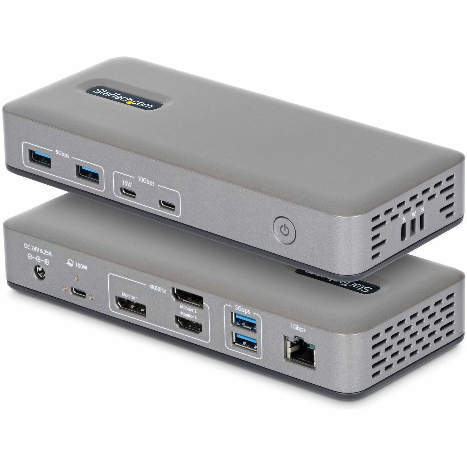 StarTech Triple-Monitor USB-C Docking Station, DP / HDMI, 4K 60Hz, 100W Laptop Charging, 1GbE, Driverless, Multi-Monitor Dock