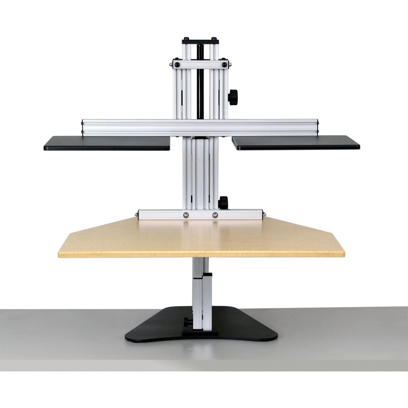 ERGO DESKTOP Dual Kangaroo Sit and Stand Workstation Maple Minimally Assembled