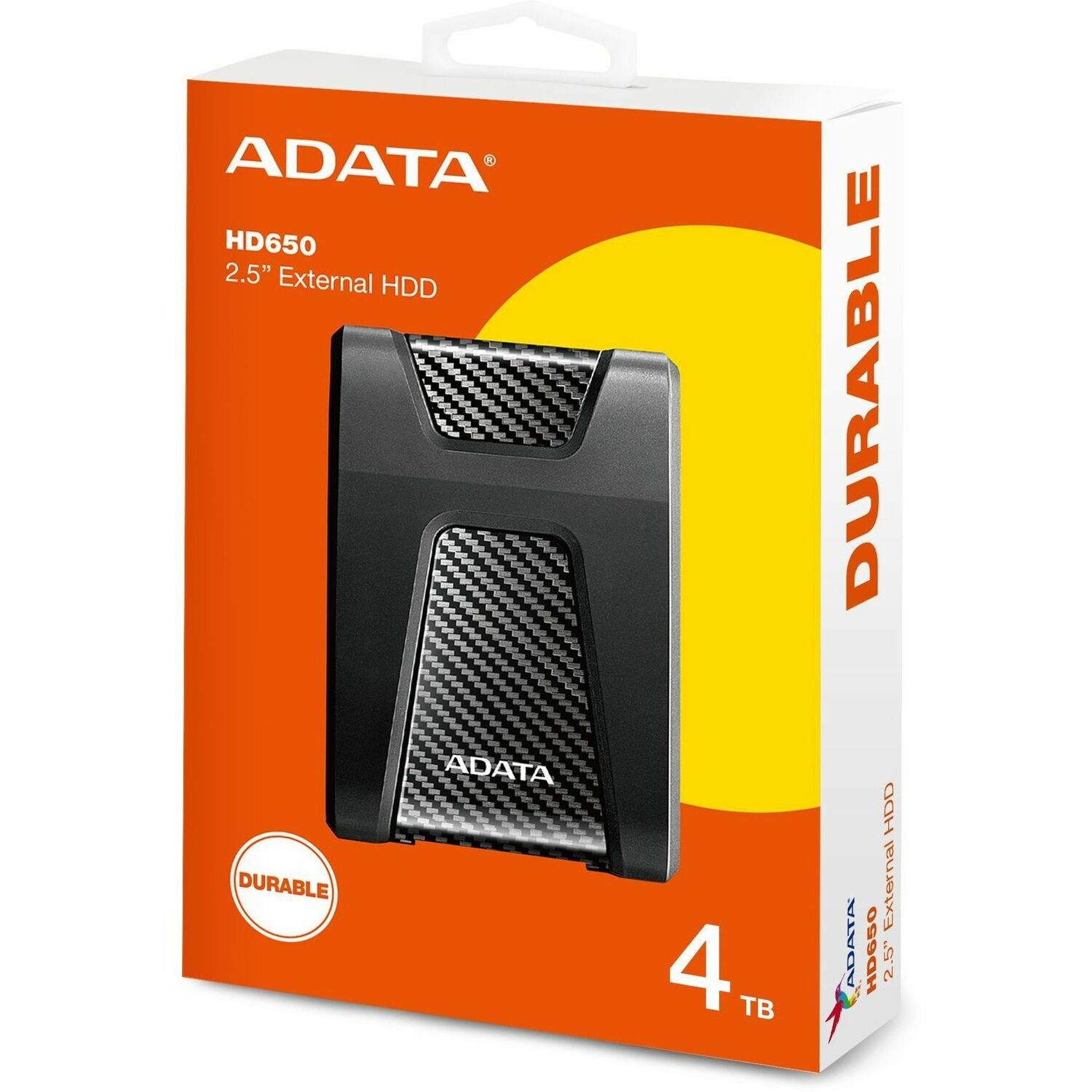 Adata DashDrive Durable HD650 4 TB Portable Hard Drive - External - Black