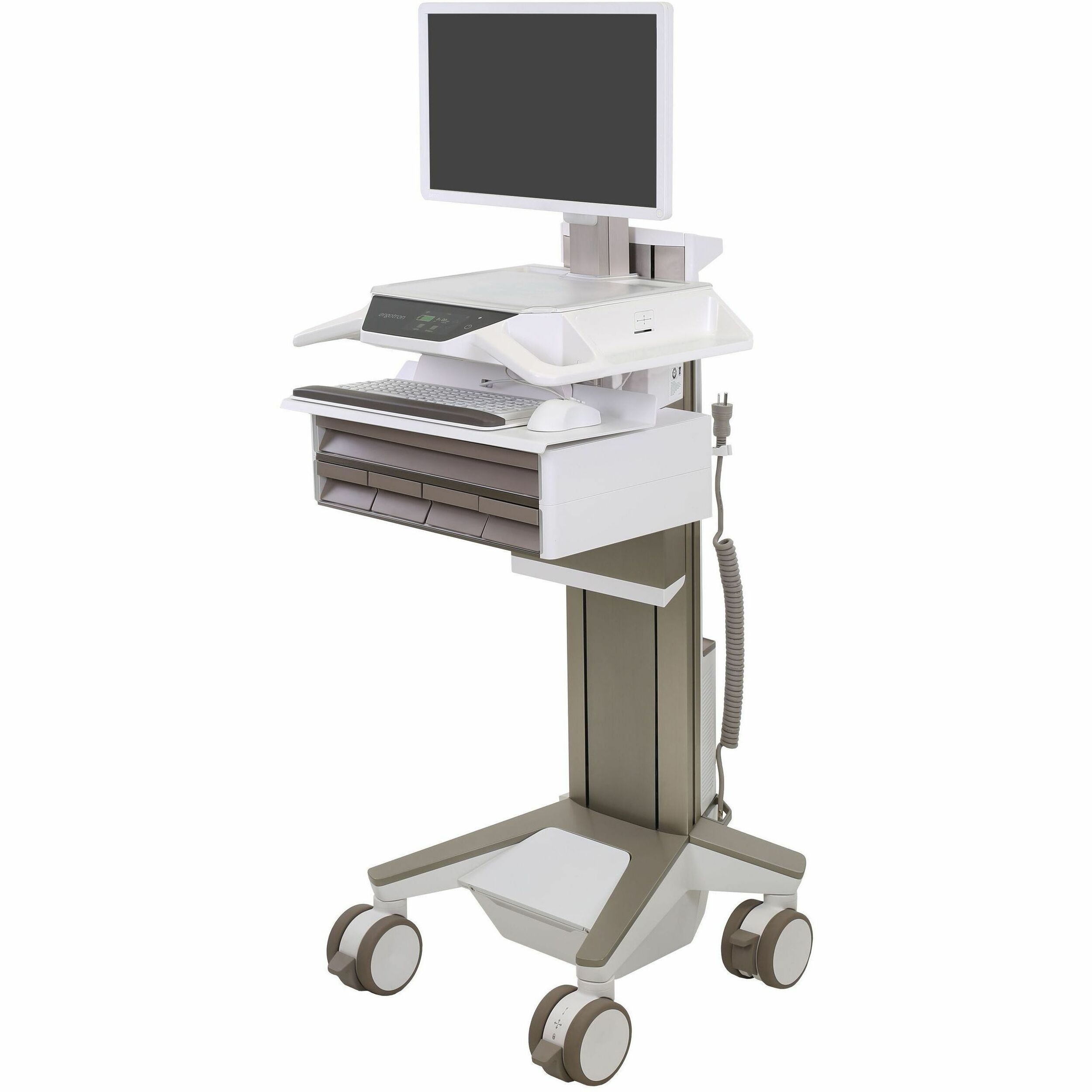 Ergotron CareFit Pro Electric-Lift Cart, LiFe Powered, 5 Drawers (4x1+1), US/CA/MX