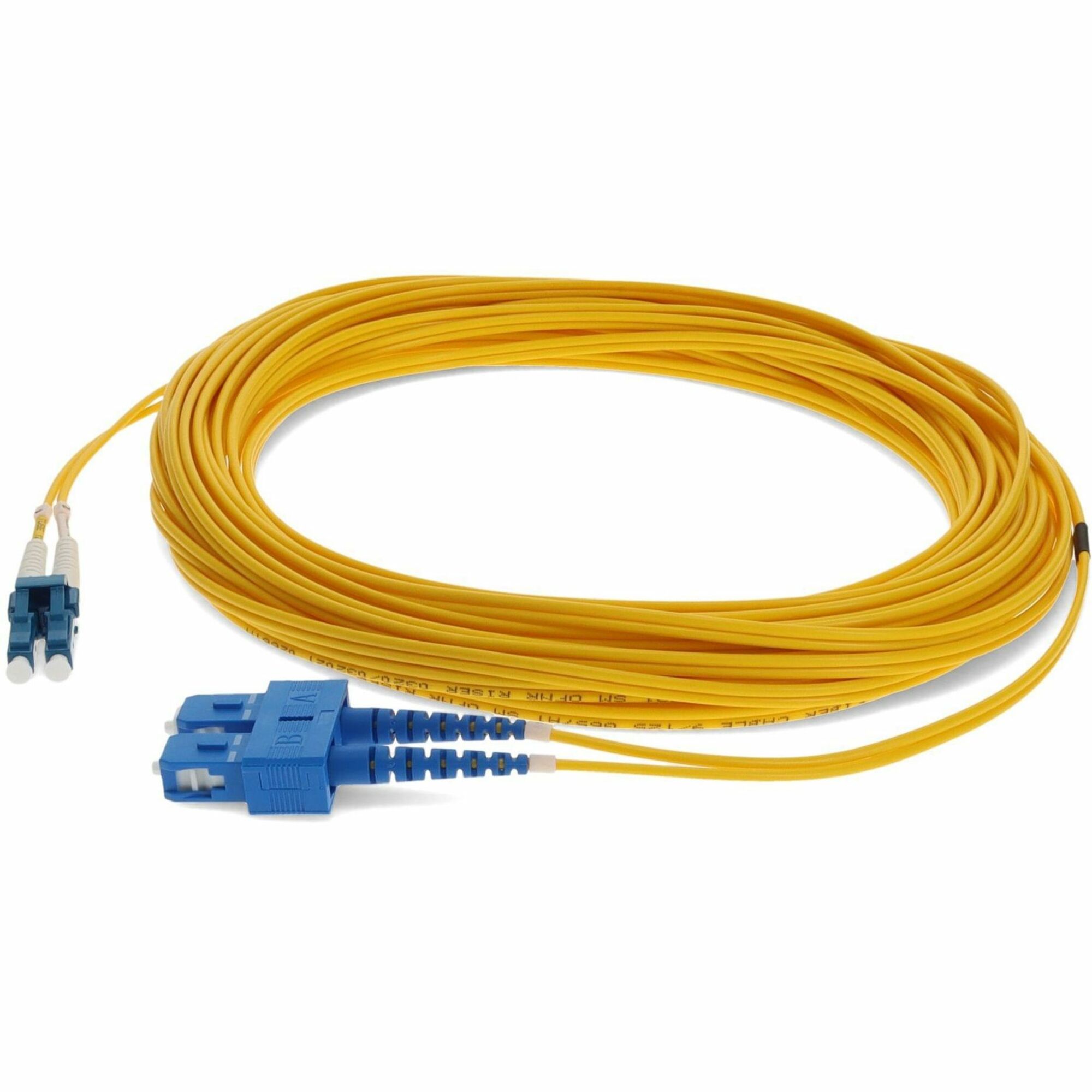 AddOn 18m SC to LC Yellow OS2 Duplex OFNR (Riser-Rated) SMF Fiber Patch Cable