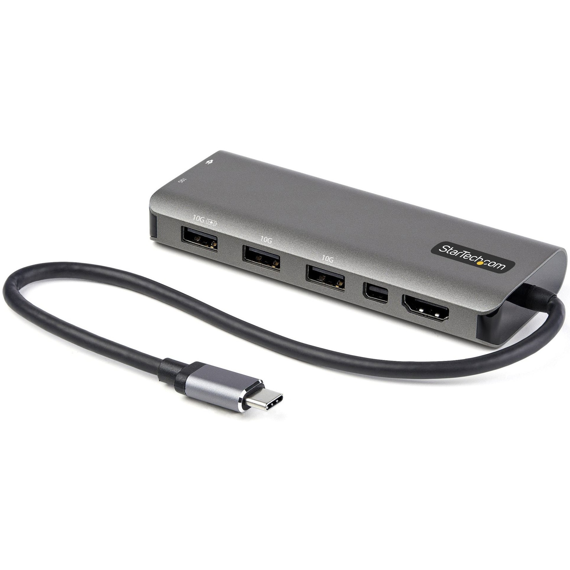 StarTech USB C Multiport Adapter, USB-C to HDMI or mDP 4K 60Hz, 100W PD Pass-Through, 4x 10Gbps USB, USB Type-C Mini Dock, w/12" Cable