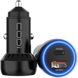 CODi Dual Port 30W Car Charger/Auto Adapter (USB-C, USB-A Outputs)