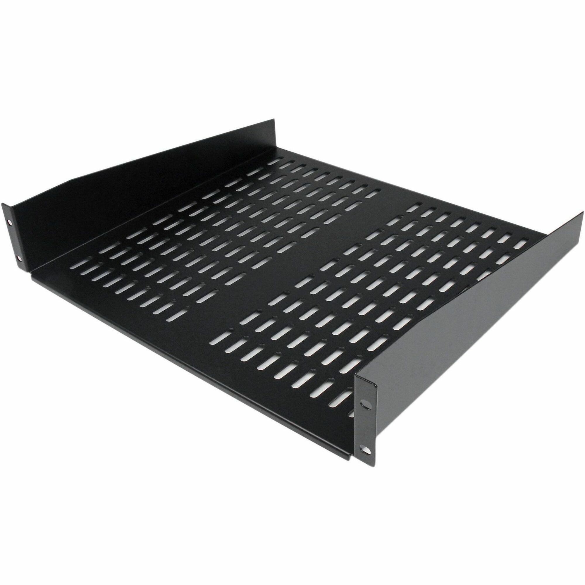 StarTech 2U 16in Universal Vented Rack Mount Cantilever Shelf, Fixed Server Rack Cabinet Shelf, 50lbs / 23kg, TAA