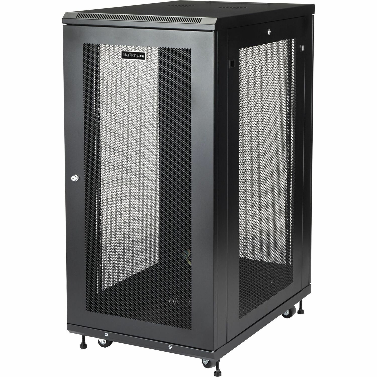 StarTech 4-Post 24U Server Rack Cabinet, 19" Data Rack Cabinet for Computer / IT Equipment, Home Network Rack, Half Height Server Rack