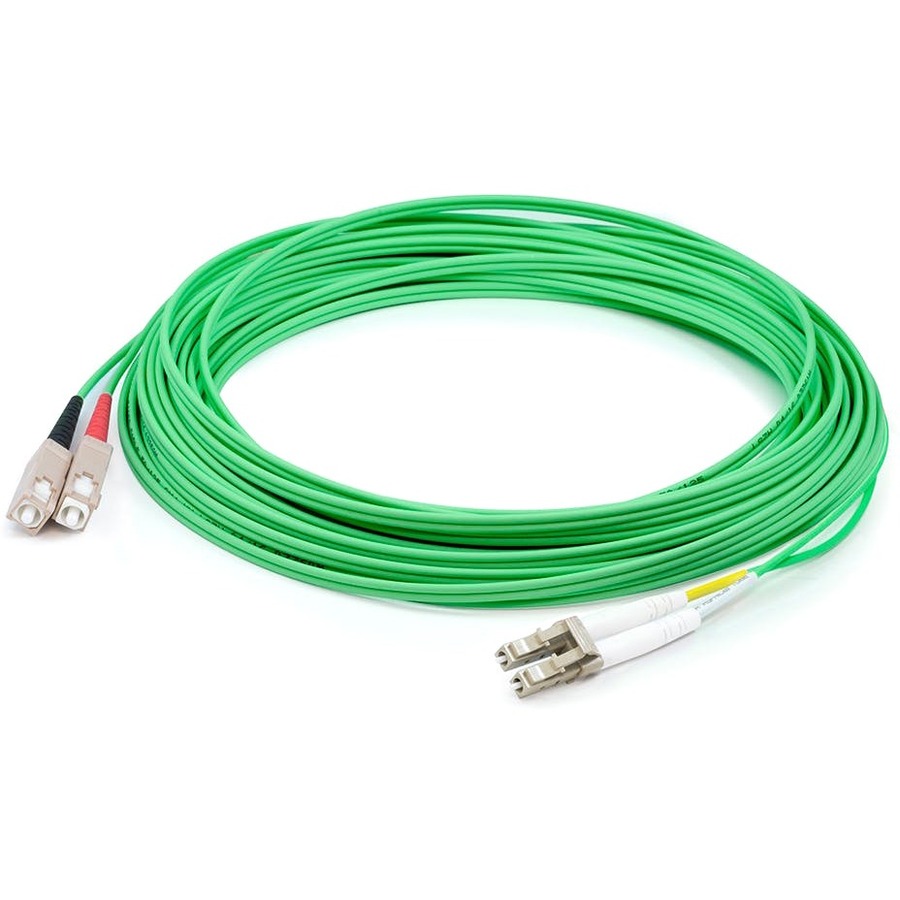 AddOn 6m SC to LC Green OM1 Duplex OFNR (Riser-Rated) MMF Fiber Patch Cable