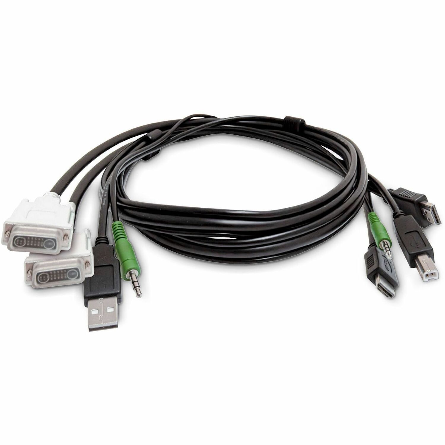 StarTech 6ft (1.8m) Dual-Display KVM Cable, 2x DVI to 2x HDMI, USB 2.0, 3.5mm, Universal Combo Cable, TAA Compliant