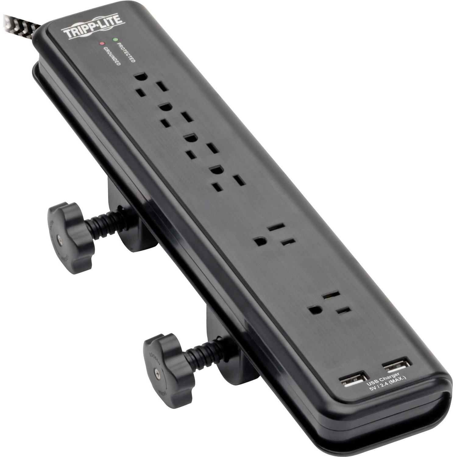 Tripp Lite by Eaton Safe-IT 6-Outlet Surge Protector 2 USB Charging Ports 8 ft. Cord 5-15P Plug 2100 Joules Antimicrobial Protection Black