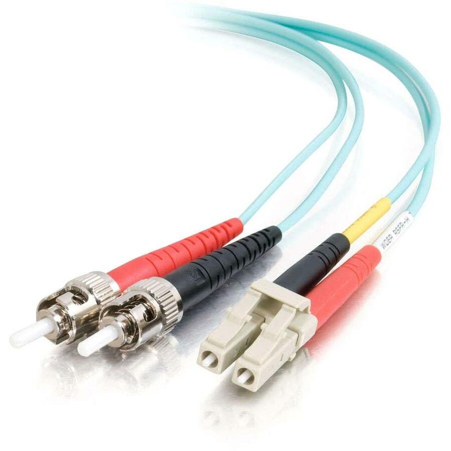 C2G-9m LC-ST 10Gb 50/125 OM3 Duplex Multimode PVC Fiber Optic Cable (USA-Made) - Aqua