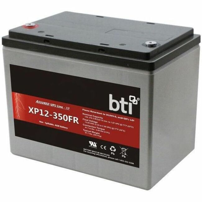 BTI XP12-350FR-BTI 12V 370W 89.6AH SEALED LEAD ACID BATTERY FOR VARIOUS BACK-UP UPS SYSTEMS, ALARM SYSTEMS, DATA CENTERS
