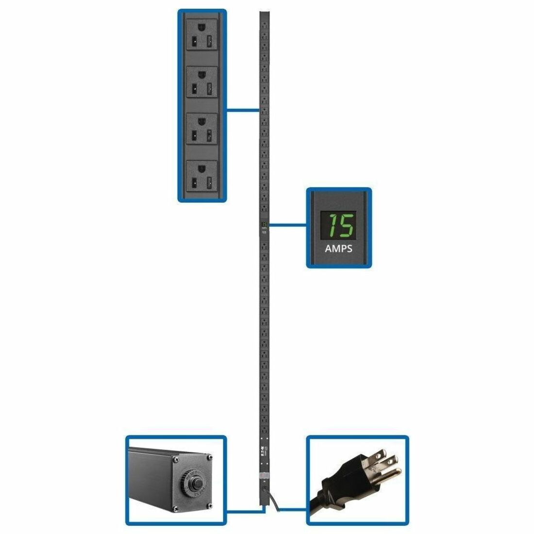 Tripp Lite by Eaton PDU 1.5kW 100-127V Single-Phase Local Metered PDU - 36 NEMA 5-15R Outlets 5-15P Input 15 ft. Cord 72 in. 0U Rack