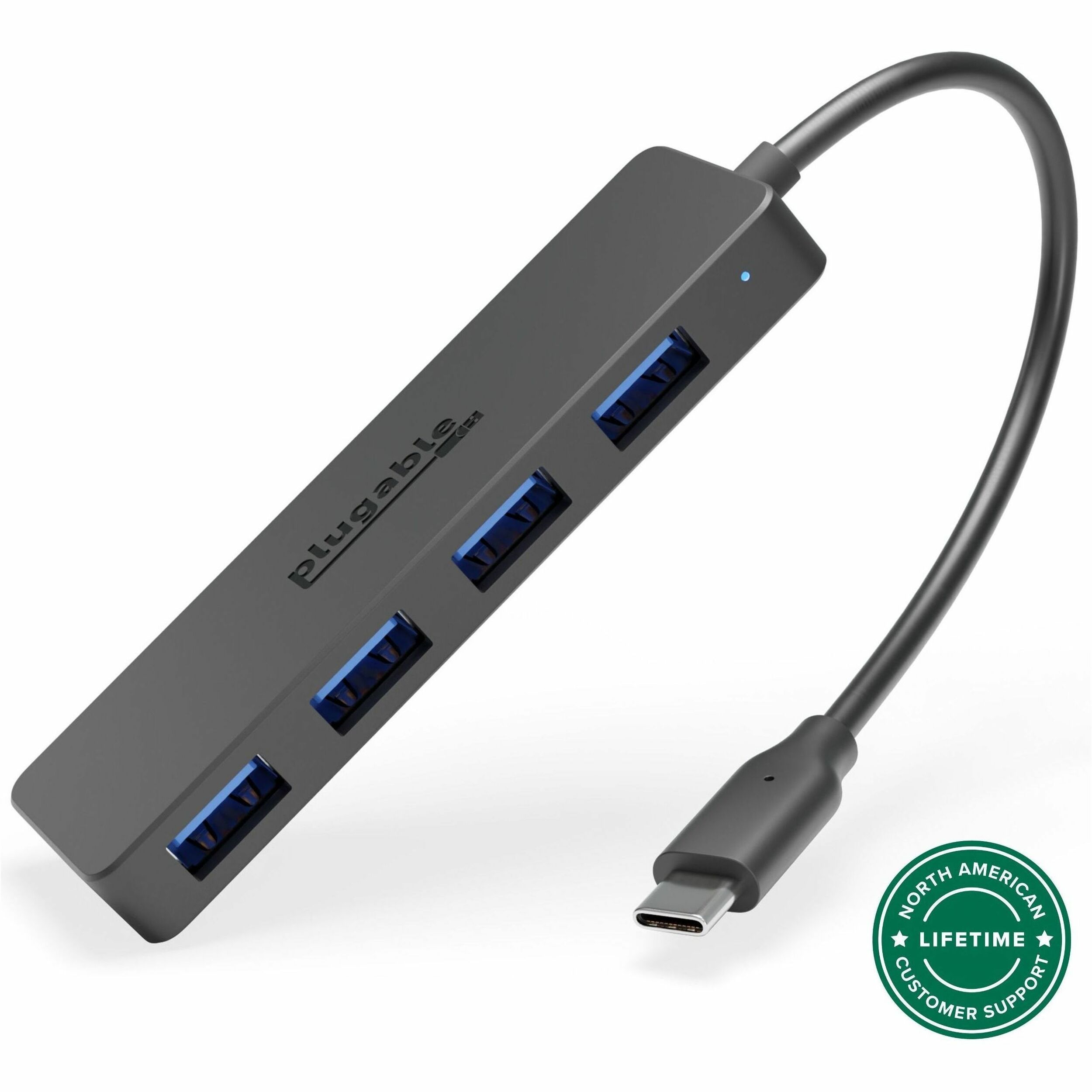 Plugable USB C to USB Adapter Hub, 4 Port USB 3.0 Hub, USB Splitter for Laptop