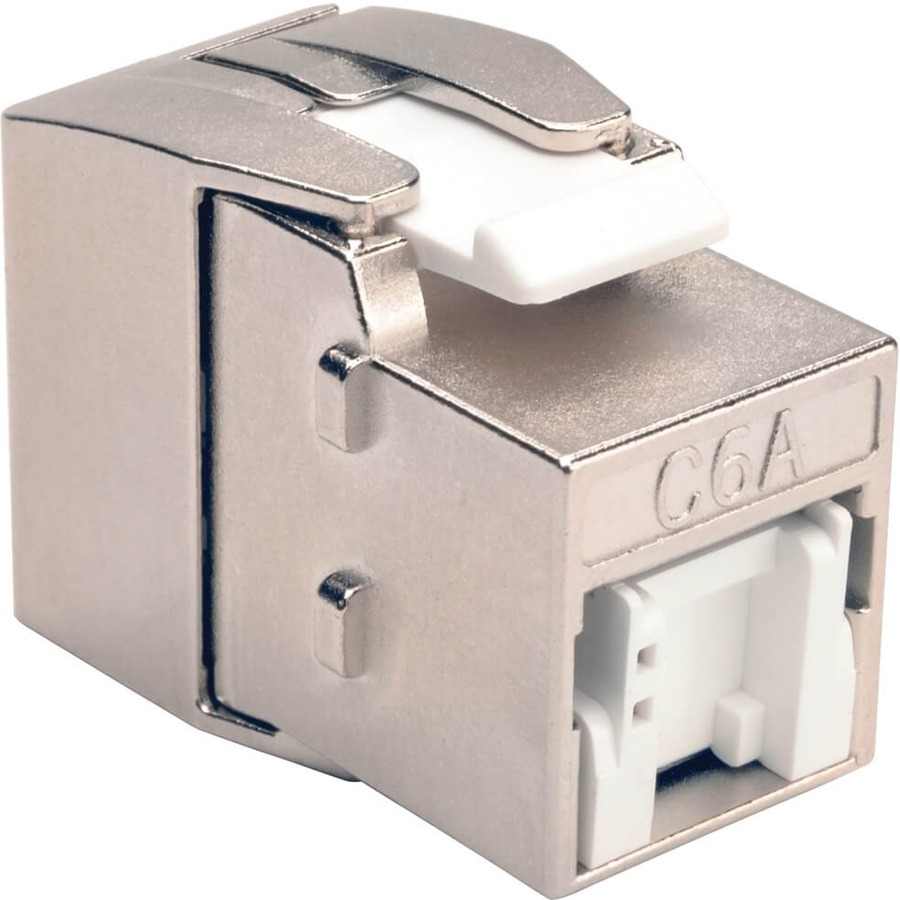 Tripp Lite by Eaton Toolless Shielded Cat6a Keystone Jack PoE/PoE+ Compliant Shuttered - Silver TAA