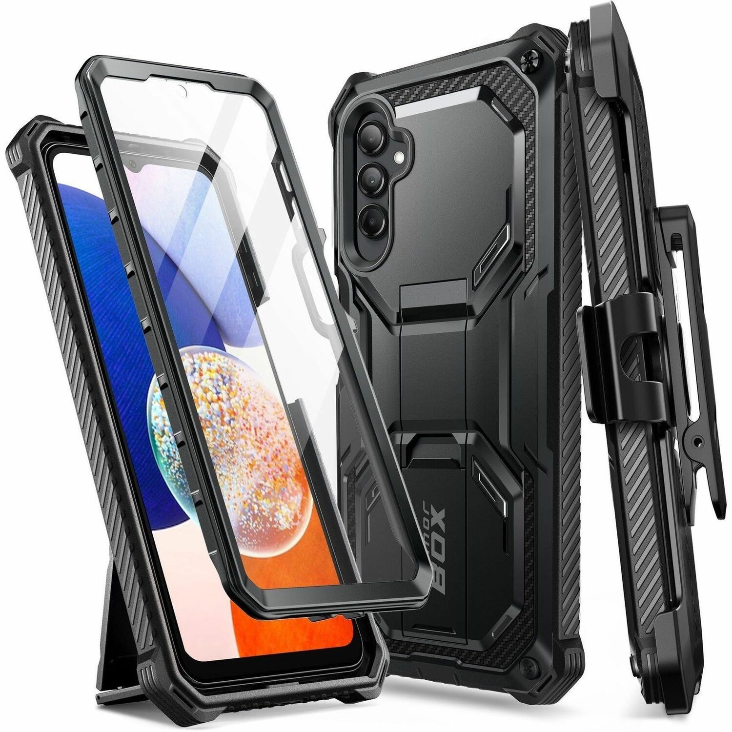 i-Blason Armorbox Carrying Case (Holster) Samsung Galaxy A14, Galaxy A14 5G Smartphone - Black