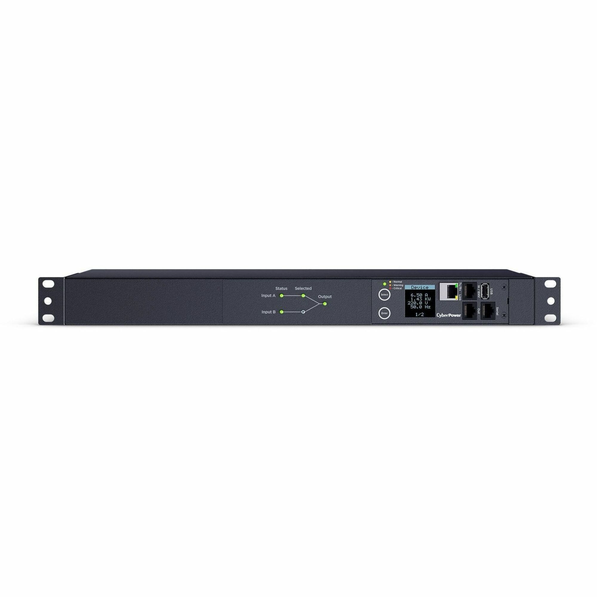 CyberPower PDU44004 Single Phase 240 - 200 VAC 15A Switched ATS PDU