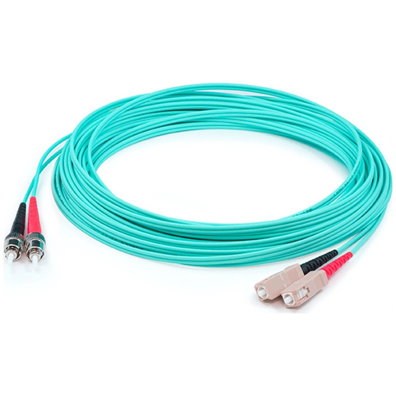 AddOn 21m ST to SC Aqua OM4 Duplex LSZH Fiber Patch Cable