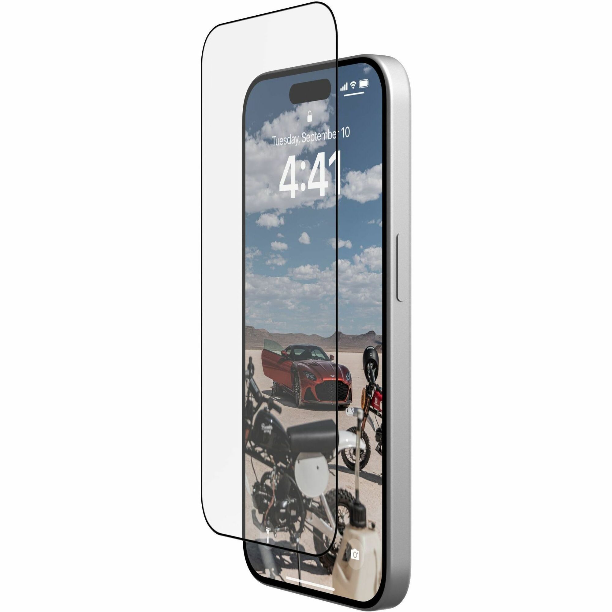 Urban Armor Gear Glass Screen Protector Shield Plus For iPhone 15 Pro - Clear/Black Black, Clear
