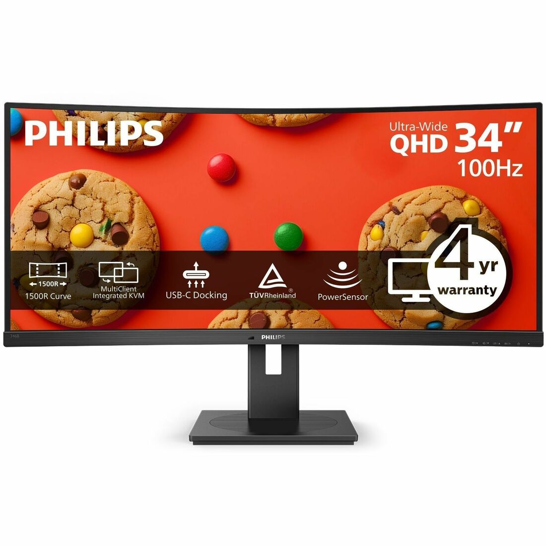 Philips B-Line 346B1C 34" Class UW-QHD Curved Screen LED Monitor - 21:9 - Textured Black