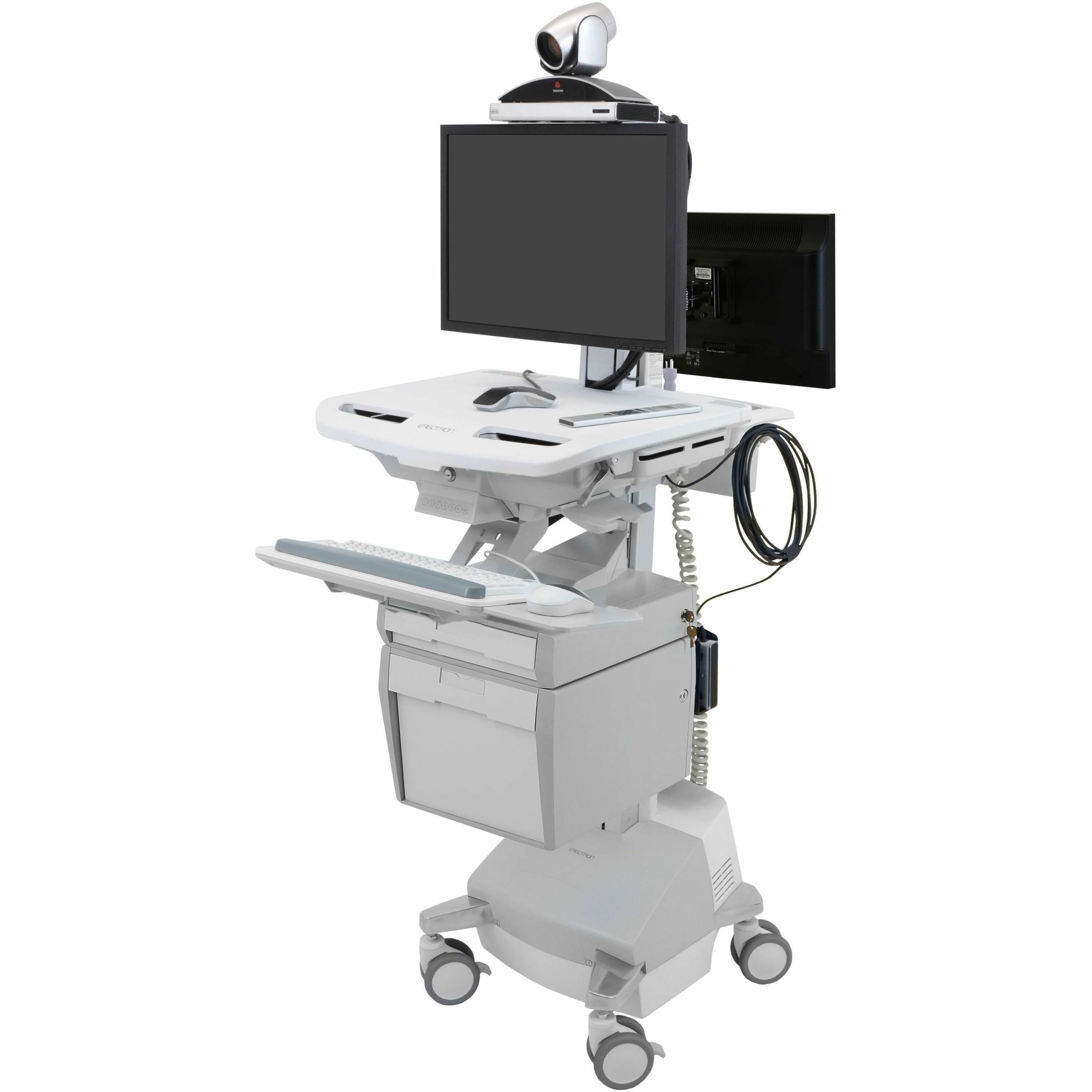 Ergotron StyleView Telemedicine Cart, Back-to-Back Monitors, Powered, US/CA/MX