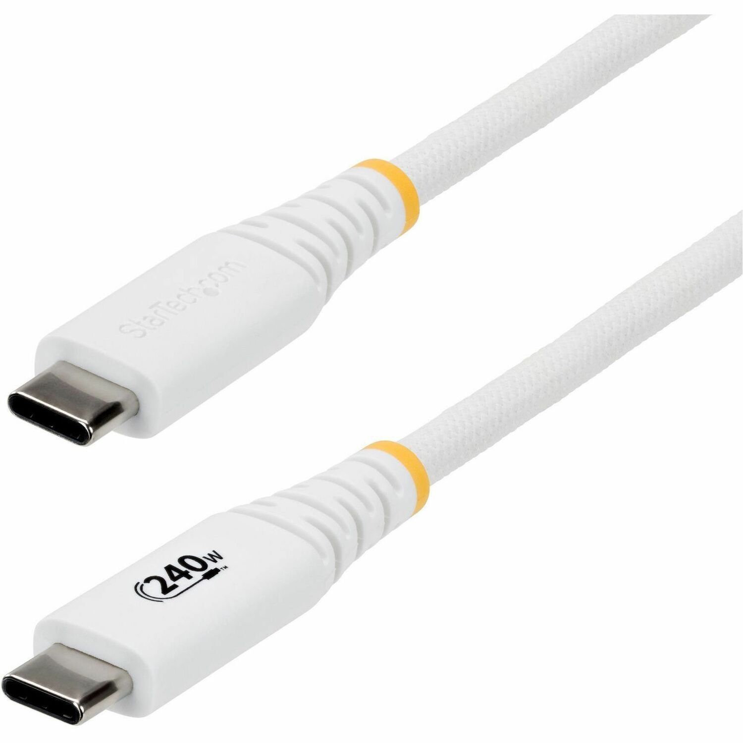 StarTech 3ft (91cm) USB-C Charging Cable, 240W PD EPR, Durable and Ultra-Flexible, USB-IF Certified, Rugged USB-C Charging Cord, White