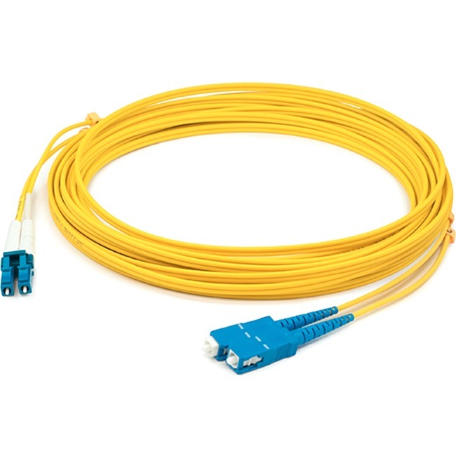 AddOn 67m SC to LC Yellow OS2 Duplex OFNR (Riser-Rated) SMF Fiber Patch Cable