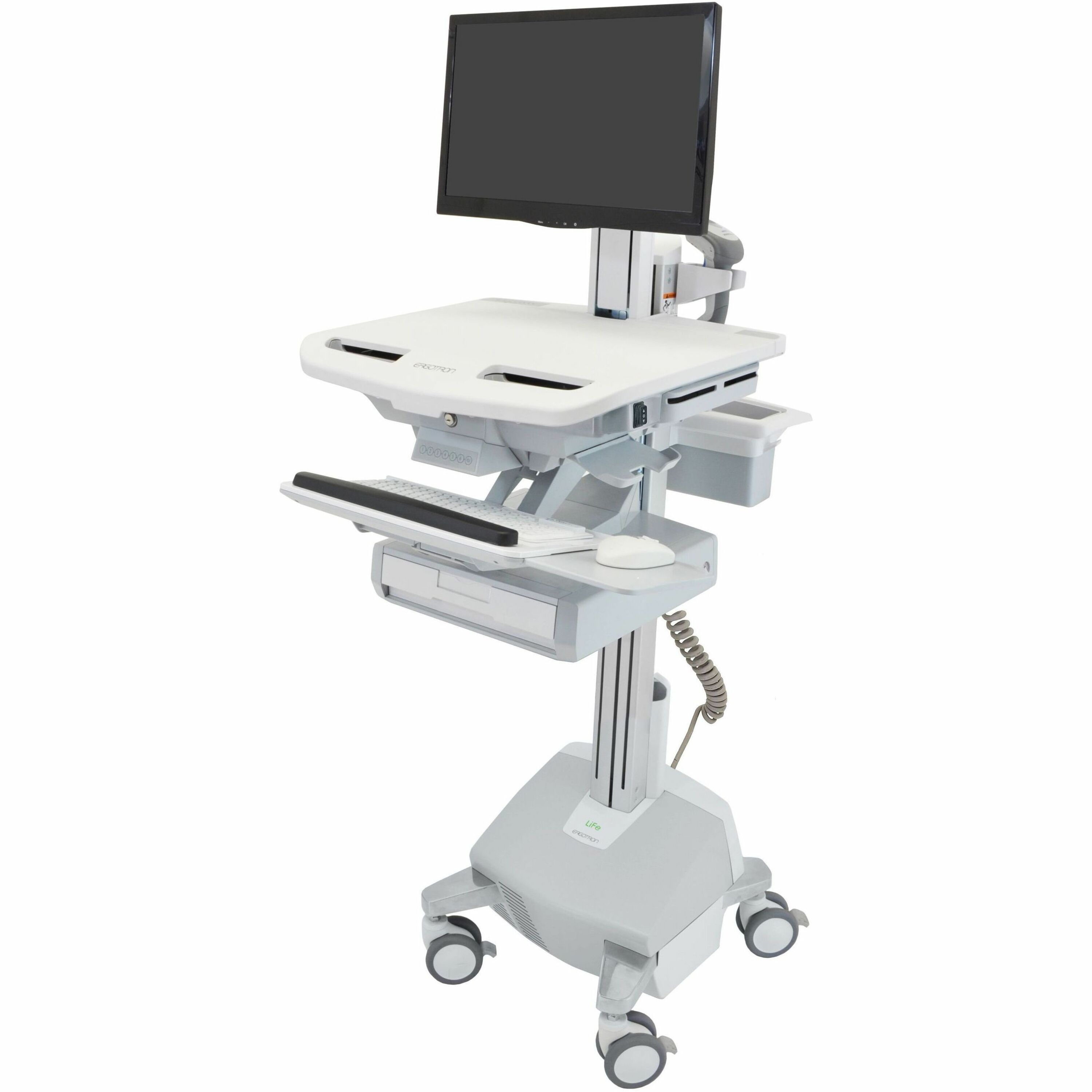 Ergotron StyleView Electric Lift Cart with Pivot, LiFe Powered, 1 Drawer (1x1)