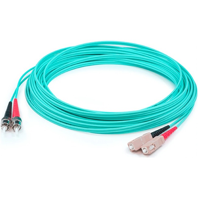 AddOn 49m ST to SC Aqua OM4 Duplex LSZH Fiber Patch Cable