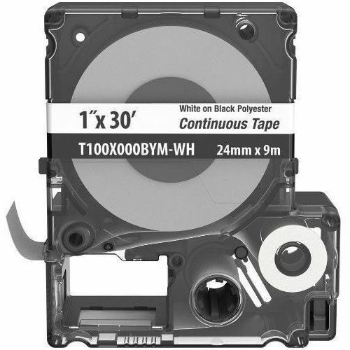 Panduit MP Cassette, Continuous Tape, Polyester, 1.00" W x 30' L, White on Black